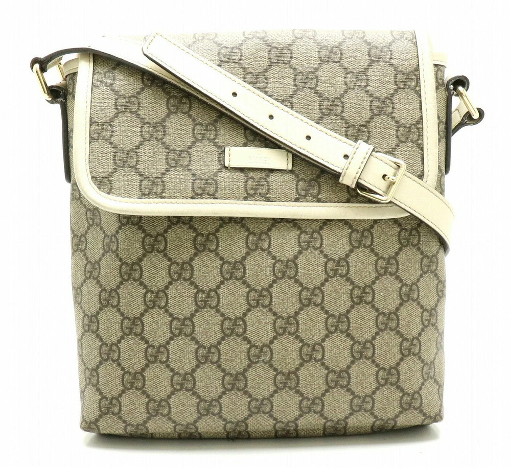 Gucci GG Plus Crossbody Bag Leather Beige Brown Cream Off White